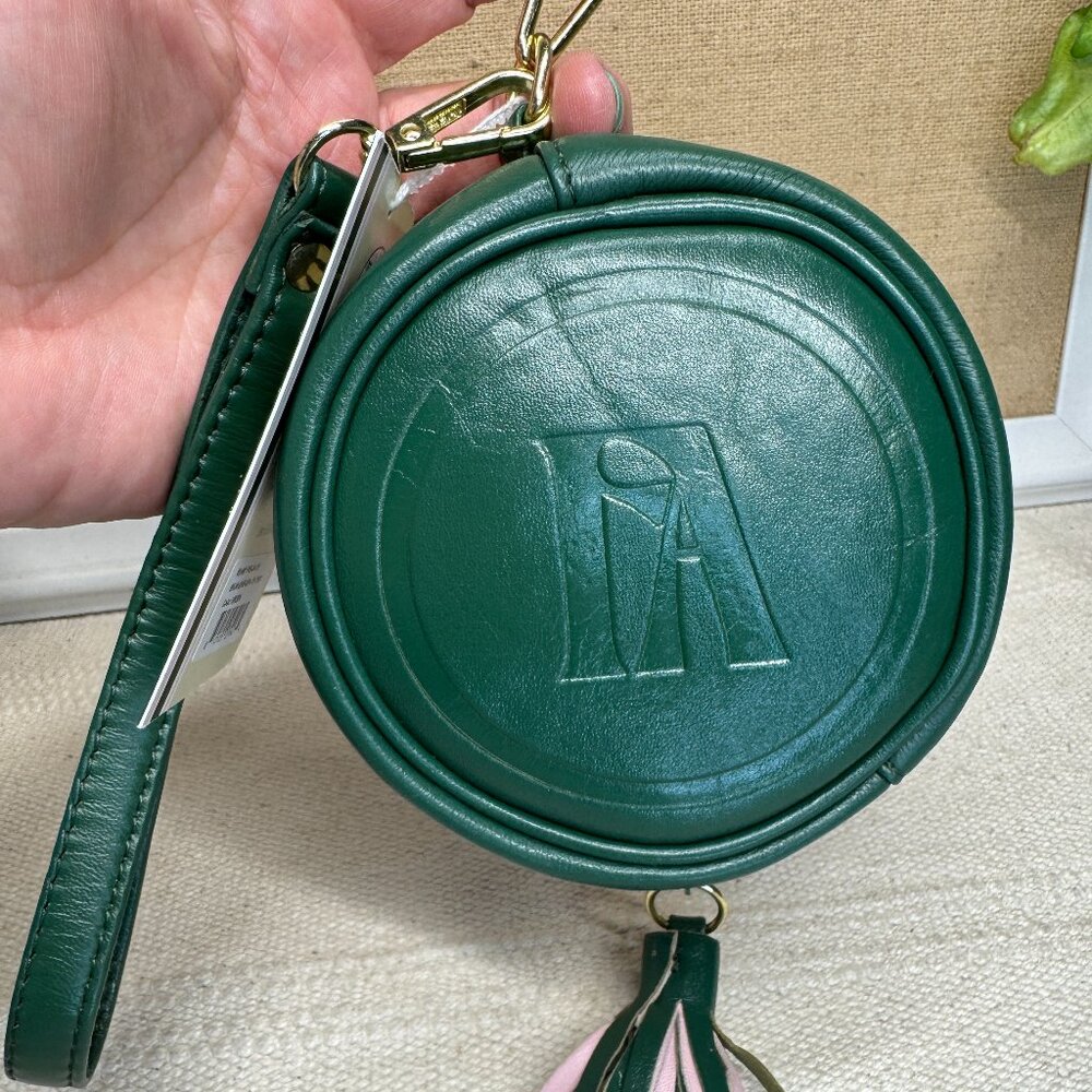 Fore All Tulee Mini Bag Green Leather Clip Tassel Round Wristlet Bag Charm Golf